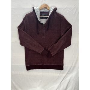 Jachs New York Tribeca Hoodie Mens Large Sherpa Lined Henley Pullover Maroon